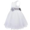 Agoky Kids Flower Girls Dress Elegant Wedding Bridesmaid Formal Pageant Dress Floral Tulle Dance Ball Gown Casual Petal Dress Grey 5 Years view 2