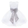 Agoky Kids Flower Girls Dress Elegant Wedding Bridesmaid Formal Pageant Dress Floral Tulle Dance Ball Gown Casual Petal Dress Grey 5 Years view 3
