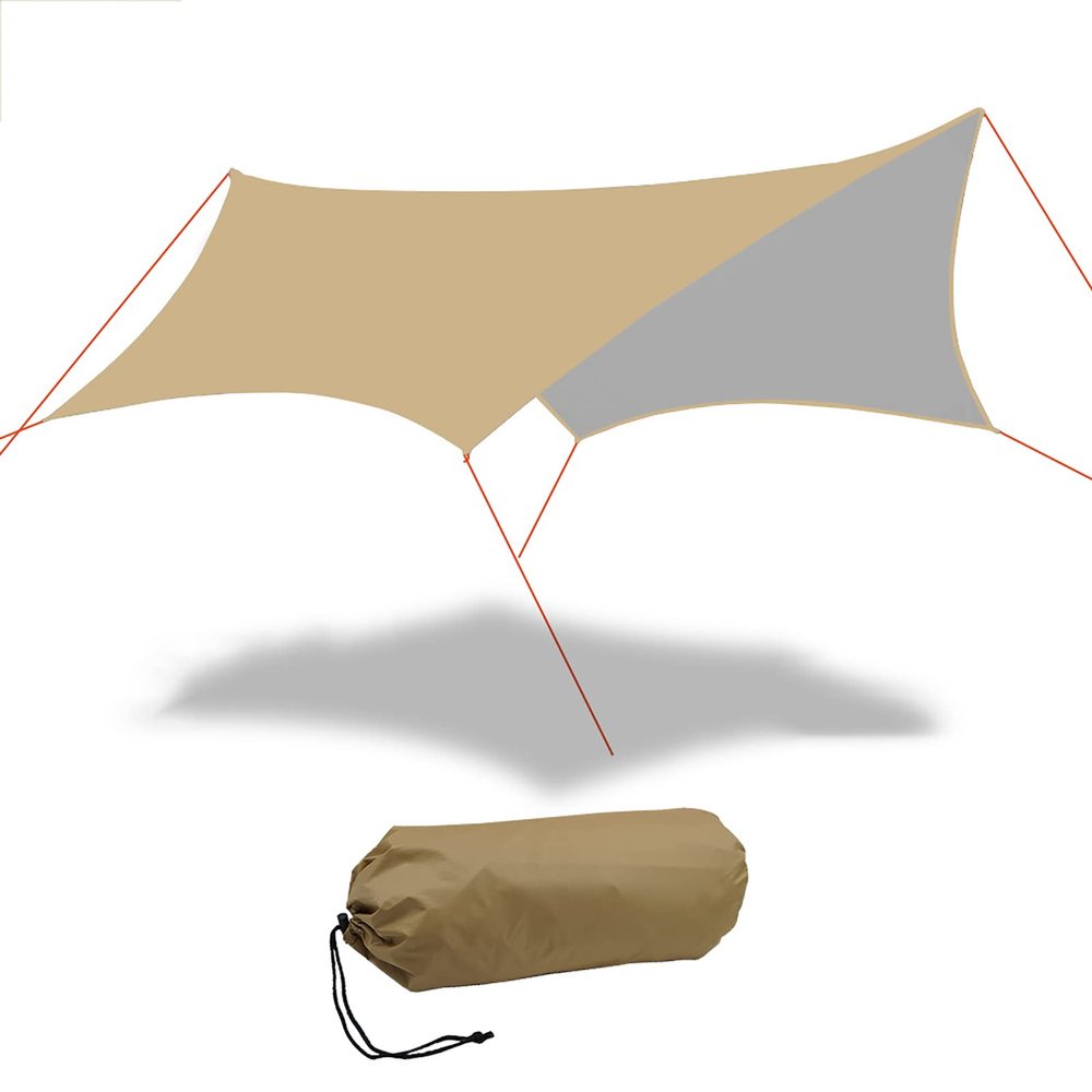 Camping tarps Waterproof Light Weight 4.5 x 4.5 m Hammock Rain Fly, Sunscreen Awning Canopy with Silver Coating, UV Protection PU 3000mm Waterproof Sun Shade Sail for Outdoors Backpacking Patio