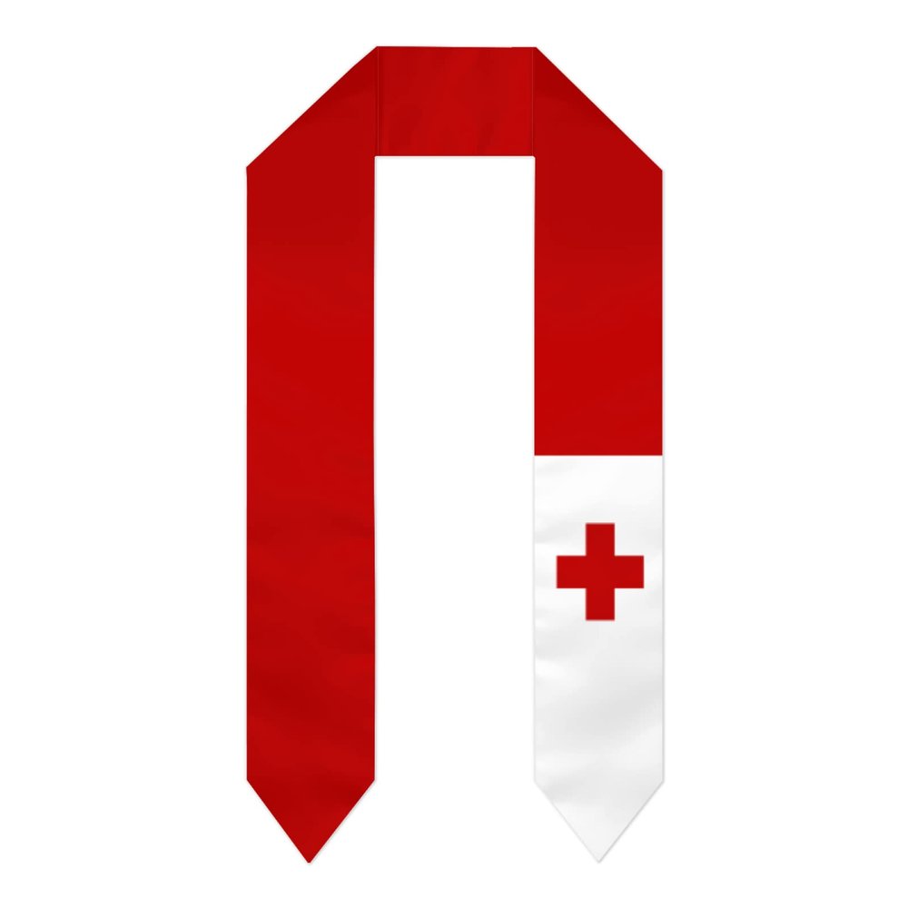 DABOYOZHZH Tonga Flag Graduation Shawl Sash Stole Wraps Scraf For International Study Pride Women Men