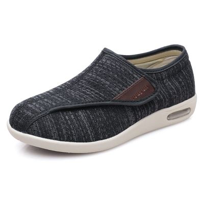 Diabetic Shoes for Women Wide Width,Indoor Breathable Adjustable Closure Diabetic Slippers for Men,Comfortable Lightweight Swollen Feet Edema Widening Elderly Walking Shoes ( Color : Black , Size : 6