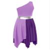 Oyolan Kids Girls One Shoulder Lyrical Praise Dance Dress Sleeveless Color Block Tunic Liturgical Worship Costume Lavender A 6 Years view 2