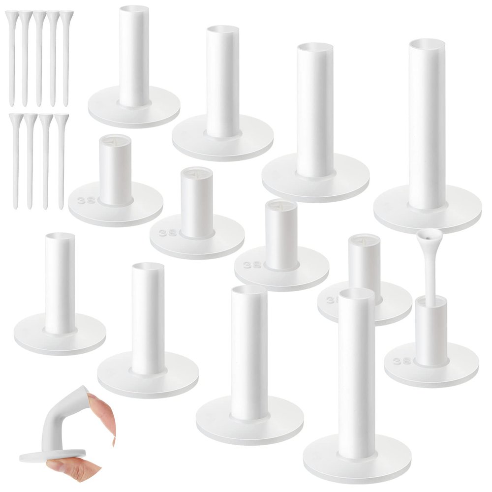 23 Pieces Rubber Golf Tees Set Tees Holders for Driving Range Mats Value Rubber Ball Seat for Golf Hitting Mats and Indoor Outdoor Training Mixed Size 1.5 2.3 2.7 3.1 3.5 Inch(White)
