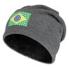 Brazil Soccer Plush Lined Beanie Winter Hat Warm Skull Cap Soft Skiing Hats Unisex Black/Dark Gray view 1
