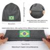 Brazil Soccer Plush Lined Beanie Winter Hat Warm Skull Cap Soft Skiing Hats Unisex Black/Dark Gray view 2