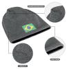 Brazil Soccer Plush Lined Beanie Winter Hat Warm Skull Cap Soft Skiing Hats Unisex Black/Dark Gray view 3