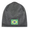 Brazil Soccer Plush Lined Beanie Winter Hat Warm Skull Cap Soft Skiing Hats Unisex Black/Dark Gray view 4