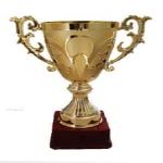 SOVEREIGN CREATIONS Metallic Gold Brass Trophy for Winner and Champions (Size: 13) - LT 647