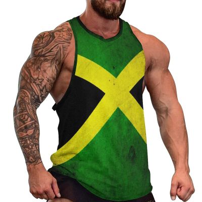 Jamaican Flag Mens Tank Tops Summer Sleeveless T-Shirt Casual Funny Gym Workout Tank Top 2XL