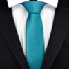Branduce 2.4" Teal Blue Tie Mens Skinny Tie for Wedding 6cm Solid Pure Color Thin Slim Woven Necktie (TA04-39) view 2