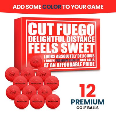 Cut Golf - Soft Feel Peak Distance Golf Balls - One Dozen Decreased Ball Spin - Improved Accuracy, Green Side Control, Distance, Ball Flight, Visibility - Matte - Fuego Red Golf Balls