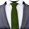 Branduce 2.4" Olive Green Tie Mens Skinny Tie for Wedding 6cm Solid Plain Color Thin Slim Necktie (TA04-29) view 2