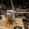 1L Camping Pot, 304 Stainless Steel Cooking Pot with Foldable Handle and Lid, Portable Camping Cookware for Outdoor Picnic Hiking view 3