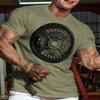 Gymish Lifestyle Squat Bench Deadlift Repeat Workout Shirts for Men Weight Plate Gym T-Shirt (XXL, Military Green) view 2