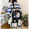 AIDISEN Kawaii Backpack 5pcs Set 17in Aesthetic sports bag with Cute Backpack, Shoulder Bag, Pencil Box, Tote Bag, Small Bag (Black backpack) view 3