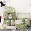 AIDISEN Kawaii Backpack 5pcs Set 17in Aesthetic sports bag with Cute Backpack, Shoulder Bag, Pencil Box, Tote Bag, Small Bag (Green backpack) view 3