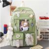 AIDISEN Kawaii Backpack 5pcs Set 17in Aesthetic sports bag with Cute Backpack, Shoulder Bag, Pencil Box, Tote Bag, Small Bag (Green backpack) view 4