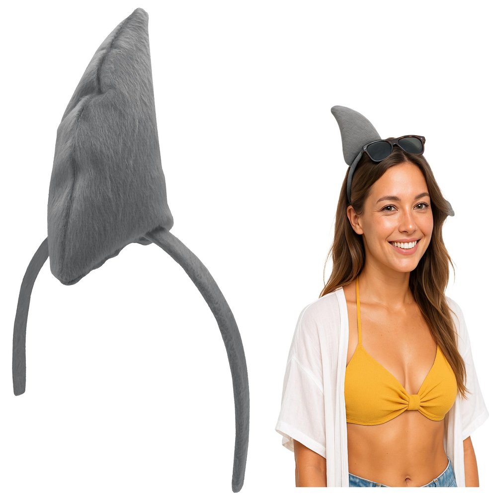 Nicky Bigs Novelties Hammerhead Great White Shark Fin Headband Funny Costume Hat for Adults, Ocean Funny Party Accessory Crazy Dress-Up Fish Outfit Halloween Cosplay Animal Theme Marine Look