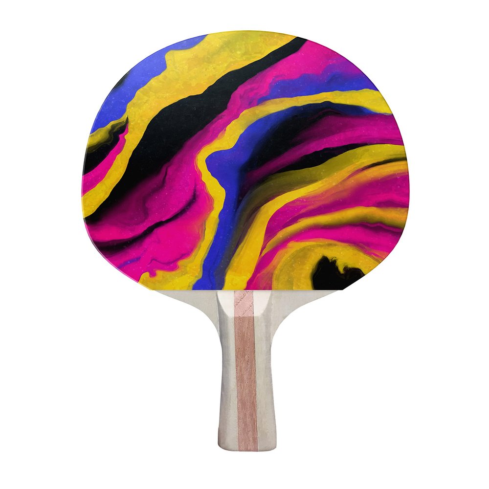 TigerTail Sports Abstract Paint Splash 2 Colorful Design Ping Pong Paddle, Premium 5 Ply Table Tennis Racket (Black on Back)