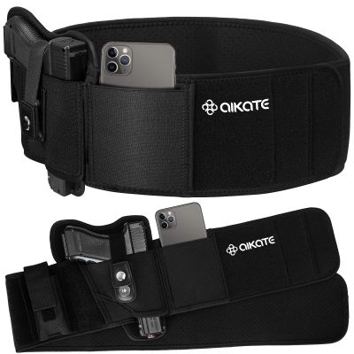 AIKATE Upgraded Belly Band Holster for Concealed Carry, Deep Concealment Gun Holster for Men, Waistband Holsters Fits for Glock 19, 17, M&P Shield 9MM Most Pistols (Fits Belly Up to 55", Left)