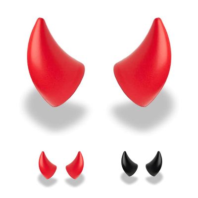 Helmet Flair Softeez Red Devil Horns for Helmet | Made in USA | Foam Accessory for Bike, Ski, Snowboard & Airsoft Helmet | Peel & Stick | Pair (Red)