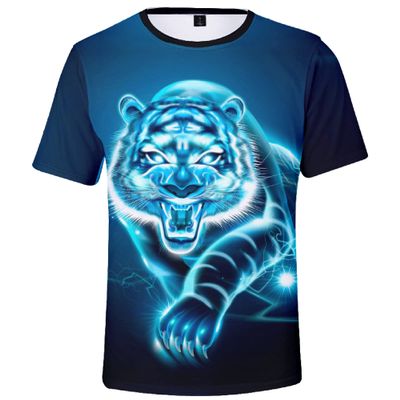 3D Tiger Tshirt Cat Tshirt Face Animal Print T-Shirt Short Sleeve Round Neck Casual Tee for Women Men
