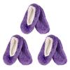 BambooMN Soft Touch Warm Cozy Fuzzy Non-Slip Lined Slip-On Slippers Socks for Adult Women, Indoor Travel House Slippers, Size Medium, Lilac Spray, 3 Pairs view 1