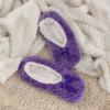 BambooMN Soft Touch Warm Cozy Fuzzy Non-Slip Lined Slip-On Slippers Socks for Adult Women, Indoor Travel House Slippers, Size Medium, Lilac Spray, 3 Pairs view 2