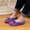 BambooMN Soft Touch Warm Cozy Fuzzy Non-Slip Lined Slip-On Slippers Socks for Adult Women, Indoor Travel House Slippers, Size Medium, Lilac Spray, 3 Pairs view 3