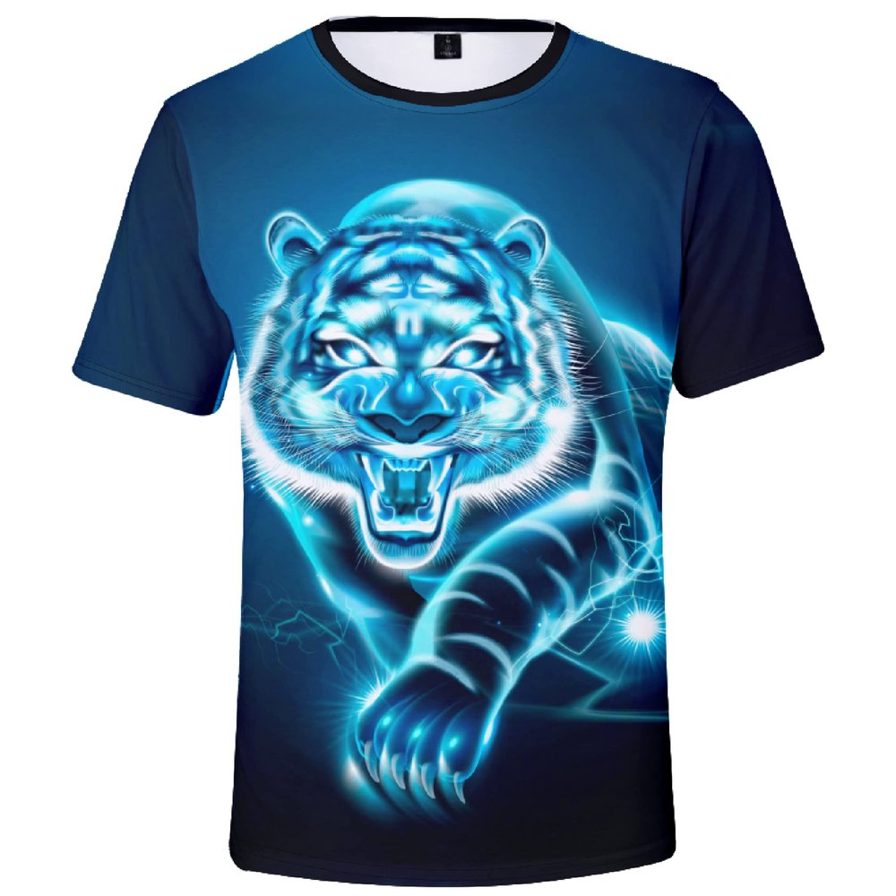 3D Tiger Tshirt Cat Tshirt Face Animal Print T-Shirt Short Sleeve Round Neck Casual Tee for Women Men