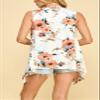 LL WSK1071 Womens Sleeveless Open Front Draped Asymmetric Hem Cardigan Vest M White_Floral view 3