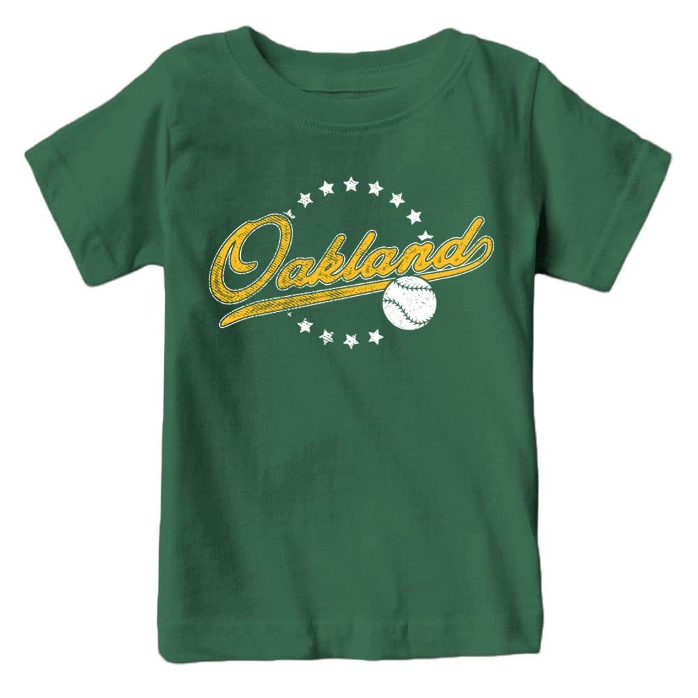 Oakland Baseball Vintage Kid's Fan T-Shirt (Green Shirt, YM)