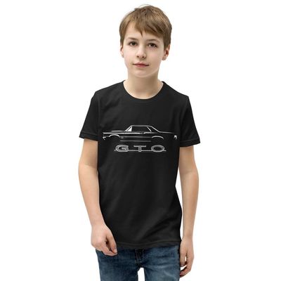 1965 GTO Muscle Car Silhouette Classic Car Collector Club Custom Youth Short Sleeve T-Shirt Black
