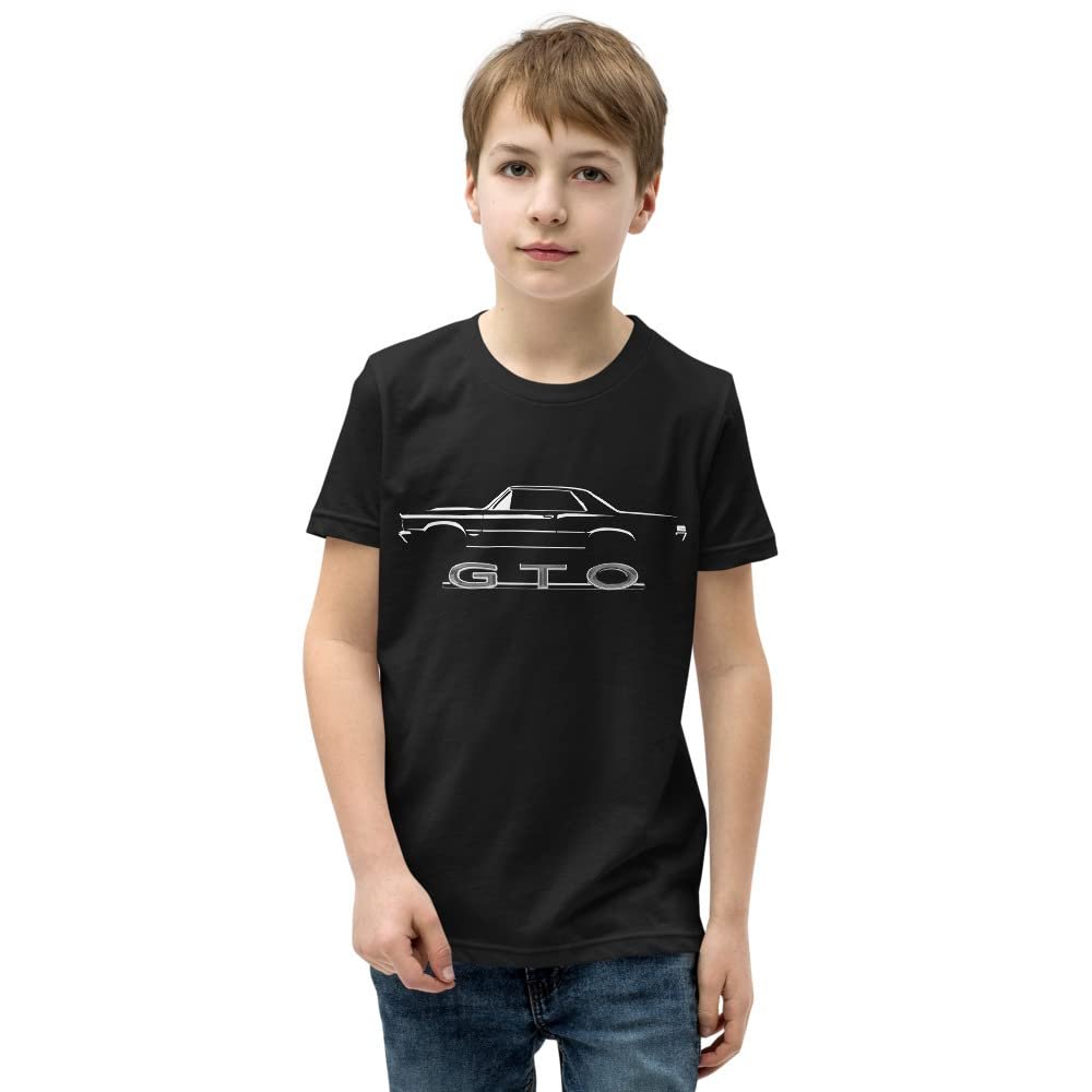 1965 GTO Muscle Car Silhouette Classic Car Collector Club Custom Youth Short Sleeve T-Shirt Black