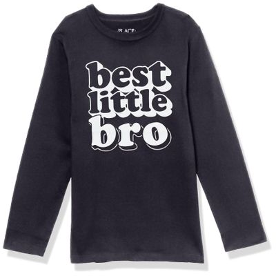 The Children's Place Boys Family,Mom,Dad,Sibling Long Sleeve Graphic T-Shirts Best Little Bro XX-Large