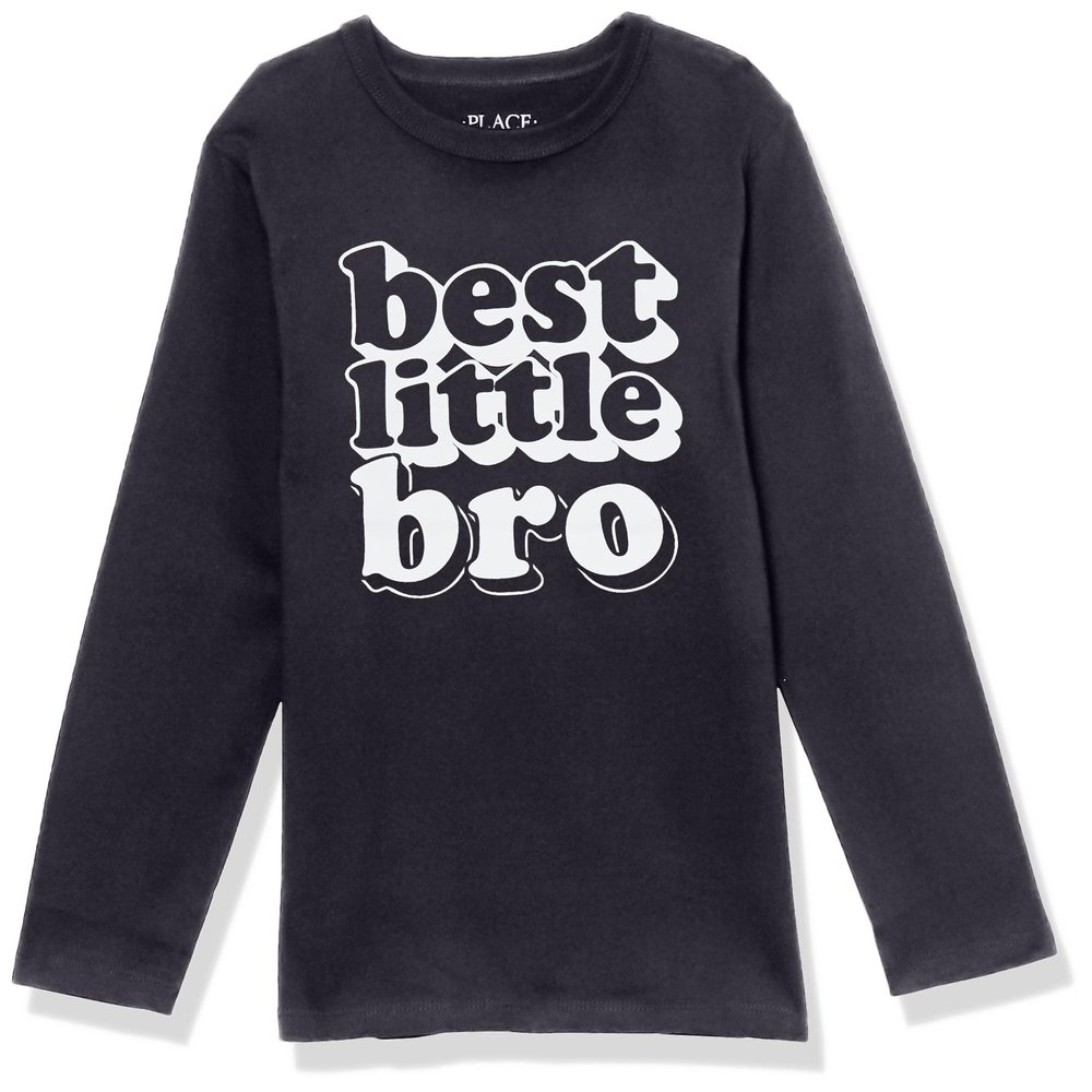 The Children's Place Boys Family,Mom,Dad,Sibling Long Sleeve Graphic T-Shirts Best Little Bro XX-Large