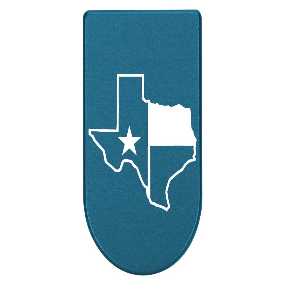 NDZ Performance Magazine Base Plate with Finger Extension for Springfield Hellcat 10 Round 9mm Blue Laser Engraved Aluminum Texas State Border Outline Flag USA Made