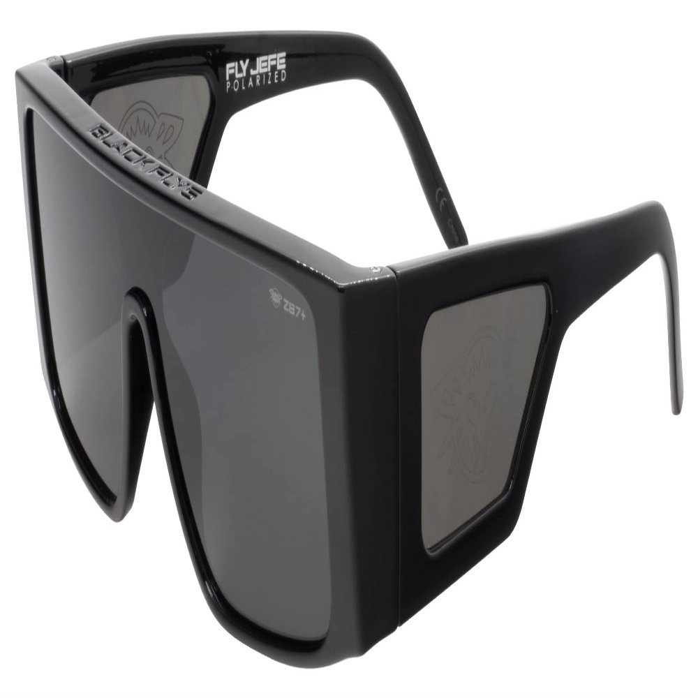 Black Flys Fly Jefe Z87+ Safety Sunglass (SHINY BLACK W/SMOKE POLARIZED LENS)