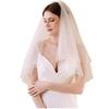 EllieWely 2 Tier Pleated Tulle Wedding Bridal Veil With Metal Comb F26 view 1