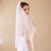 EllieWely 2 Tier Pleated Tulle Wedding Bridal Veil With Metal Comb F26 view 4