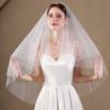 EllieWely 2 Tier Glitter Tulle Wedding Bridal Veil With Metal Comb F40 view 2