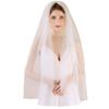 EllieWely 1 Tier Pleated Tulle Wedding Bridal Veil With Metal Comb F25 view 1