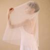 EllieWely 1 Tier Pleated Tulle Wedding Bridal Veil With Metal Comb F25 view 2