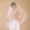 EllieWely 1 Tier Pleated Tulle Wedding Bridal Veil With Metal Comb F25 view 4