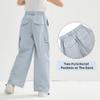 Rolanko Girls Parachute Pants, Cargo Pants for Girls Y2K Loose Jogger Trousers with Pockets Streetwear Dance (Blue, 12-14) view 3