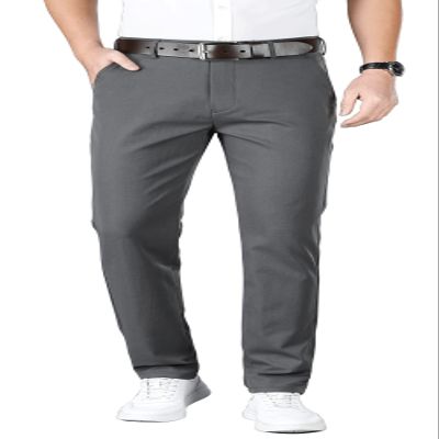ESSYSHE Mens Slim Fit Flat Front Dress Pants Wrinkle Free Khaki Casual Pants 8252Grey A33x28