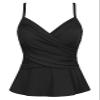 coastal rose Women's Black Tankini Swimsuits Top Wrap Twist V Neck Swimwear Ruched Slimming Swim Tops No Bottom US6 view 1