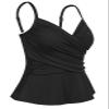 coastal rose Women's Black Tankini Swimsuits Top Wrap Twist V Neck Swimwear Ruched Slimming Swim Tops No Bottom US6 view 4