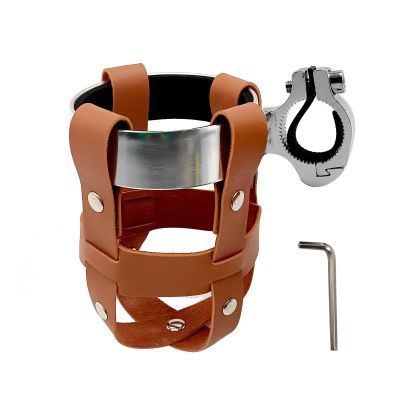 2.75 "Bike Water Bottle Holder, Vintage Leather Bike Beverage Holder,Bike Cup Holder,Bike Drink Holder for Motorcycle Bike Stroller Walker Wheelchair Scooter Golf Cart