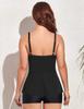 coastal rose Women's Black Tankini Bathing Suit Tummy Control Top Wrap Shirred Swimwear No Bottom Vintage V Neck Swimsuits US8 view 3